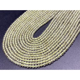 Каменные бусины, Кварц, лимонный, шарик огранка, 2 мм, длина нити 38 см