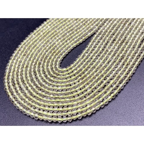 Каменные бусины, Кварц, лимонный, шарик огранка, 2 мм, длина нити 38 см