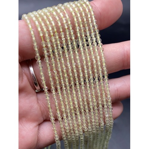 Каменные бусины, Кварц, лимонный, шарик огранка, 2 мм, длина нити 38 см