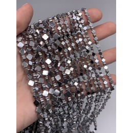 Каменные бусины, Гематит синтетический, серебро, клевер, размер 4 мм, нить 38 см