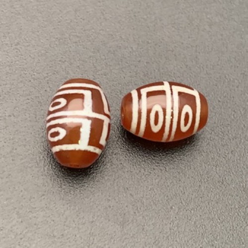 Бусина Дзи "717" из сердолика, 4 глаза, размер 12х9 мм