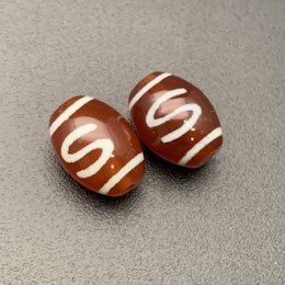 Бусина Дзи "685", сердолик, Денежный крючок, размер 13х10 мм, цена за 1 шт