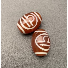 Бусина Дзи "678" из сердолика, Весы, размер 12х9 мм, цена за 1 шт