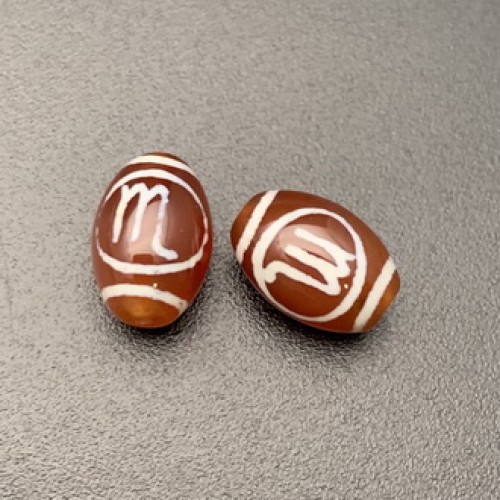 Бусина Дзи "680" из сердолика, Скорпион, размер 12х9 мм, цена за 1 шт