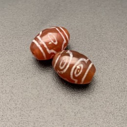 Бусина Дзи "692" из сердолика, 6 глаз, размер 12х9 мм