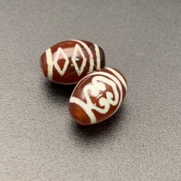 Бусина Дзи "709" из сердолика, Дордже-Жуи, размер 12х9 мм