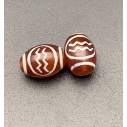Бусина Дзи "682" из сердолика, Водолей, размер 12х9 мм, цена за 1 шт