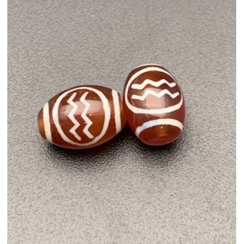 Бусина Дзи "682" из сердолика, Водолей, размер 12х9 мм, цена за 1 шт