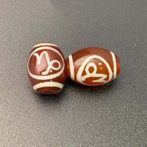 Бусина Дзи "679" из сердолика, Козерог, размер 12х9 мм, цена за 1 шт