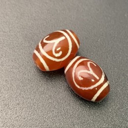 Бусина Дзи "672" из сердолика, Овен, размер 12х9 мм, цена за 1 шт