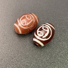 Бусина Дзи "675" из сердолика, Рак, размер 12х9 мм, цена за 1 шт