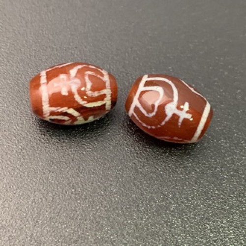 Бусина Дзи "703" из сердолика, Сосуд Изобилия, размер 12х9 мм