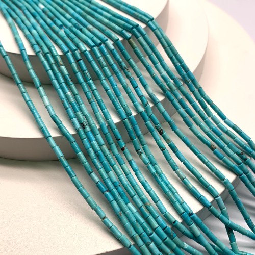 Каменные бусины, Турквенит, голубой, трубочки, 4х2 мм, длина нити 38 см