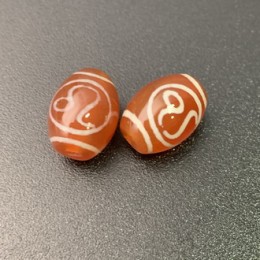 Бусина Дзи "676" из сердолика, Лев, размер 12х9 мм, цена за 1 шт