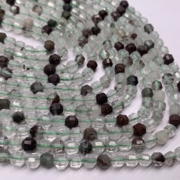 Каменные бусины, Кварцевый микс, ювелирная огранка 4х5 мм, длина нити 38 см
