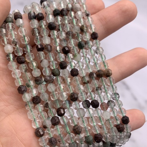 Каменные бусины, Кварцевый микс, ювелирная огранка 4х5 мм, длина нити 38 см