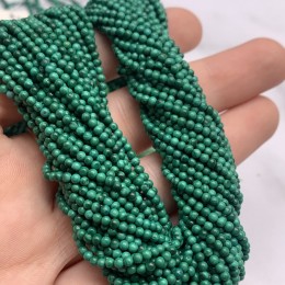 Каменные бусины, Малахит (Конго), люкс, шарик гладкий, 2 мм, длина нити 38 см