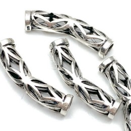 Разделитель, трубочка с узором, тайское серебро, размер 26,5 х 4,5 мм, цена за 1 шт.