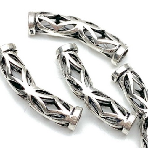 Разделитель, трубочка с узором, тайское серебро, размер 26,5 х 4,5 мм, цена за 1 шт.