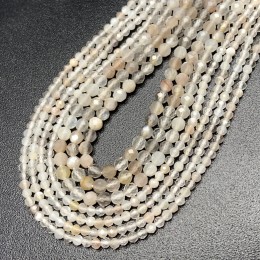 Каменные бусины, Лунный камень, (Индия), шарик огранка, 3 мм, длина нити 38 см