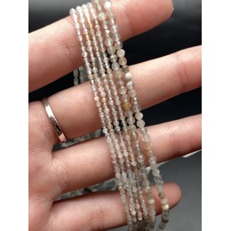 Каменные бусины, Лунный камень, (Индия), шарик огранка, 2 мм, длина нити 38 см