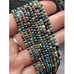 Каменные бусины, Хризоколла, шарик огранка, 2 мм, длина нити 38 см