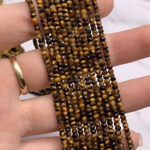 Каменные бусины, Тигровый Глаз, рондель огранка, 2х3 мм, длина нити 38 см