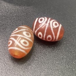 Бусина Дзи "688" из сердолика, 8 глаз, размер 12х9 мм, цена за 1 шт