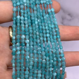 Каменные бусины, Амазонит, монетка, огранка, 4х2,5 мм, длина нити 38 см