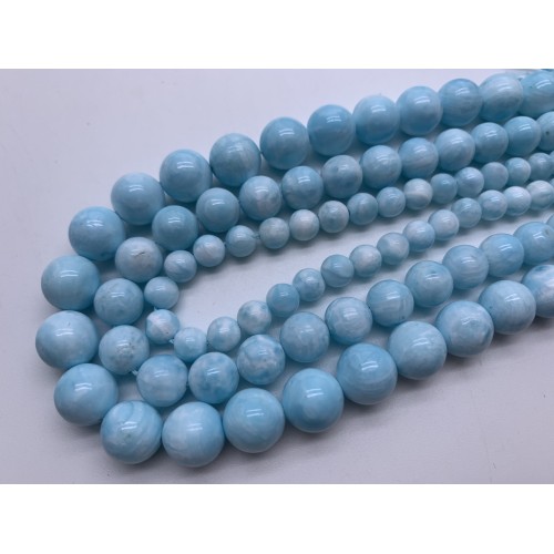 Каменные бусины, Гемиморфит люкс, шарик гладкий 8 мм, нить 19 см