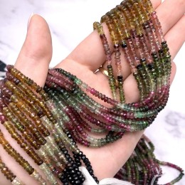 Каменные бусины, Турмалин, Экстра люкс, огранка, рондель ~ 4х2 мм, длина нити 36 см