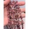 Каменные бусины, Турмалин розовый, Рубеллит, не обработанный, фриформы, 7-9 мм, длина нити 38 см