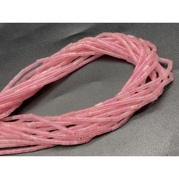 Каменные бусины, Розовый Кварц, трубочки, 4х2 мм, длина нити 38 см