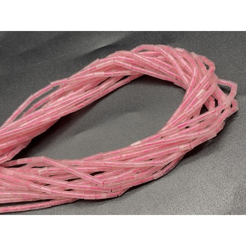 Каменные бусины, Розовый Кварц, трубочки, 4х2 мм, длина нити 38 см