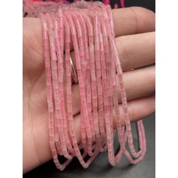 Каменные бусины, Розовый Кварц, трубочки, 4х2 мм, длина нити 38 см