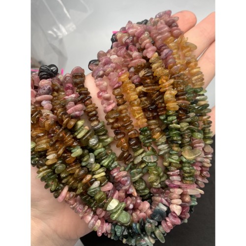 Каменные бусины, Турмалин, подобранный,  фриформы, размер 8х4 мм, длина нити 38 см