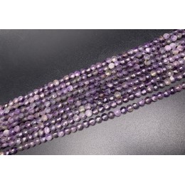 Каменные бусины, Аметист, огранка, монетка, 6х3 мм, длина нити 38 см