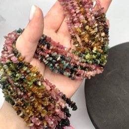 Каменные бусины, Турмалин, подобранный,  фриформы, размер 7х3 мм, длина нити 38 см