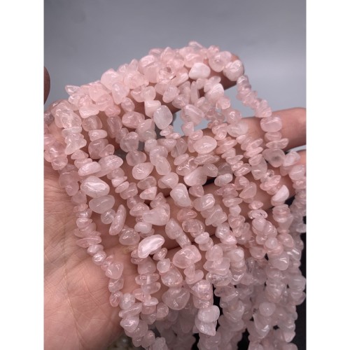 Каменные бусины, Розовый Кварц, фриформы, 8х5 мм, длина нити 76 см