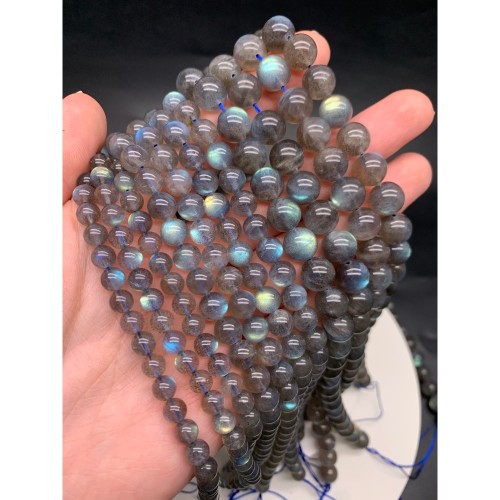 Каменные бусины, Лабрадор, экстра качество, люкс, шарик гладкий, 6 мм, длина нити 38 см