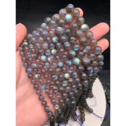 Каменные бусины, Лабрадор, 6А, люкс, шарик гладкий, 8-8,5 мм, длина нити 20 см