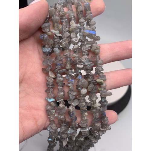 Каменные бусины, Лабрадор, крошка, фриформы, 6х4 мм, длина нити 38 см