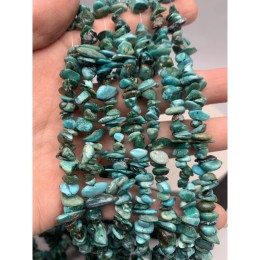 Каменные бусины, Хризоколла, крошка, фриформы, 8х4 мм, длина нити 76 см