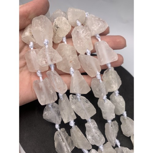 Каменные бусины, Горный Хрусталь, не обработанный, фриформы, 20-28 мм, длина нити 19 см, 7 шт