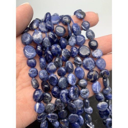 Каменные бусины, Содалит, фриформы, 9х7 мм, длина нити 38 см