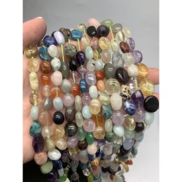 Каменные бусины, Микс камней, фриформы, 14х10 мм, длина нити 38 см