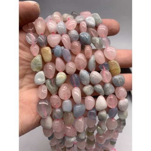 Каменные бусины, Берилловый Микс, фриформы, 11х8 мм, длина нити 38 см