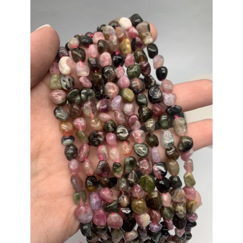 Каменные бусины, Турмалин, фриформы, размер 8х6 мм, длина нити 38 см