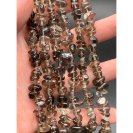 Каменные бусины, Раухтопаз, Дымчатый Кварц, фриформы, 9х6 мм, длина нити 78 см