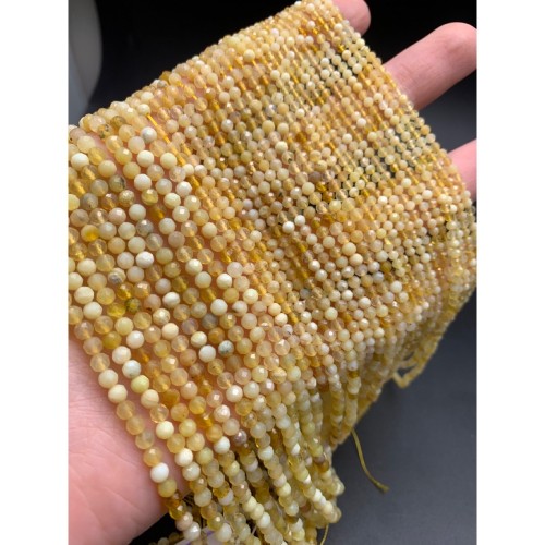 Каменные бусины, Опал желтый, шарик огранка 2,5 мм, длина нити 38 см